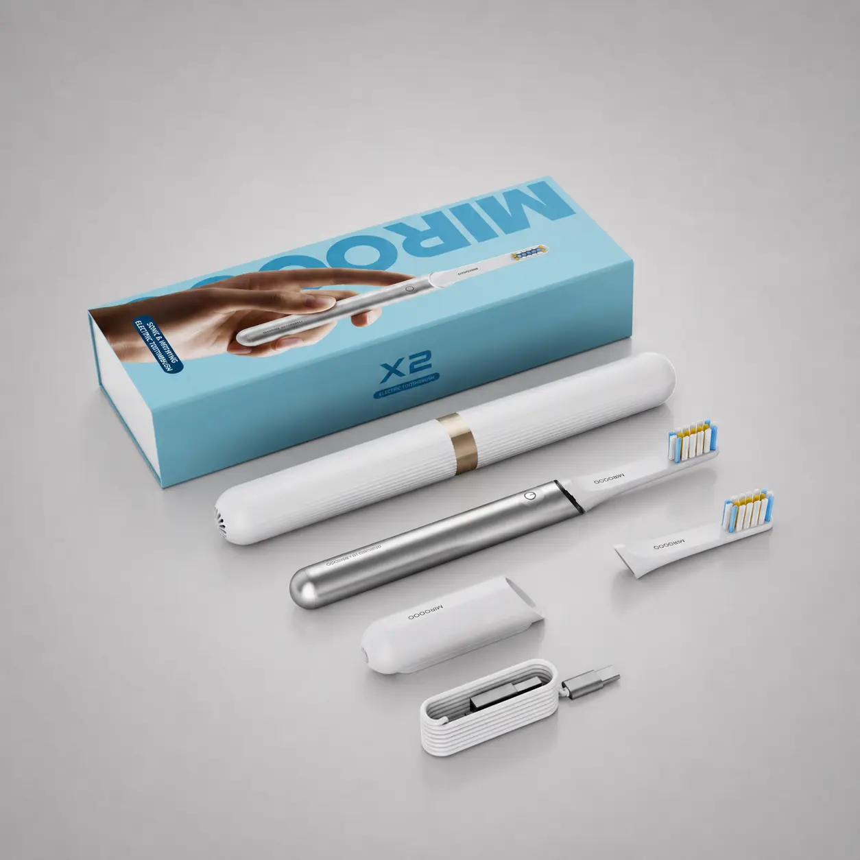 Miroooo X2 toothbrush, travel case and accessories